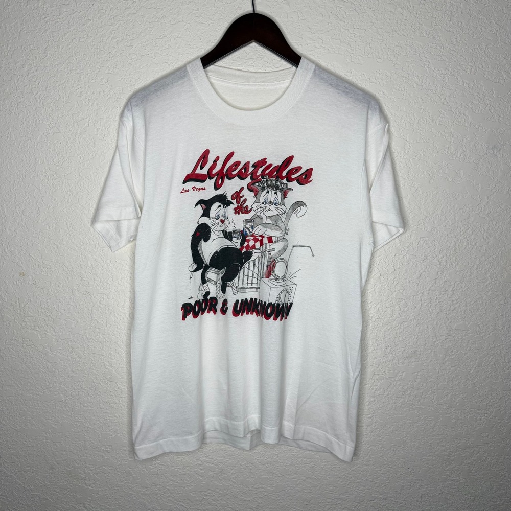 Vintage 89 Lifestyles of the Poor & Unknown TShirt White 80s Graphic